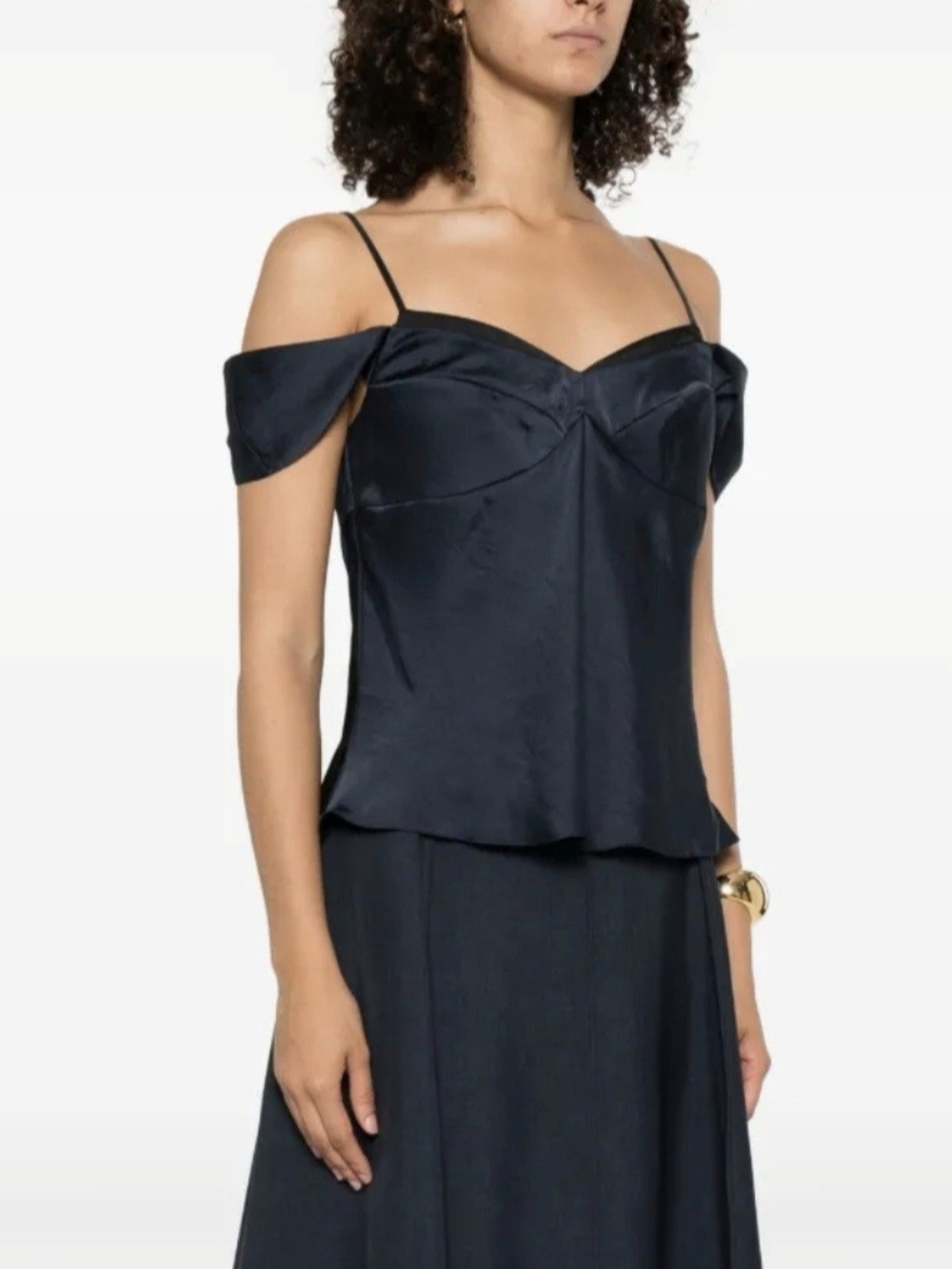 Theory Peek Cami Off The Shoulder Satin 0 $245 Soldout